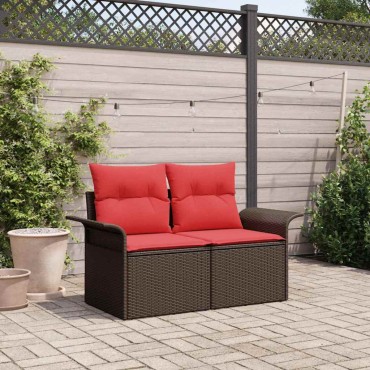 vidaXL Καναπές Κήπου με μαξιλάρι 141x62x69cm συνθετικό ρατάν