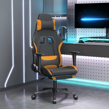 vidaXL Καρέκλα Gaming Μαύρο/Πορτοκαλί Ύφασμα με Υποπόδιο 64x60x(117-127)cm 1 τεμ.