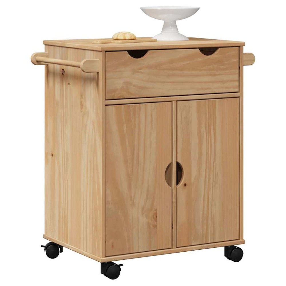 vidaXL Τρόλεϊ Κουζίνας OTTA 59x45x80cm από Μασίφ Ξύλο Πεύκου 1 τεμ.