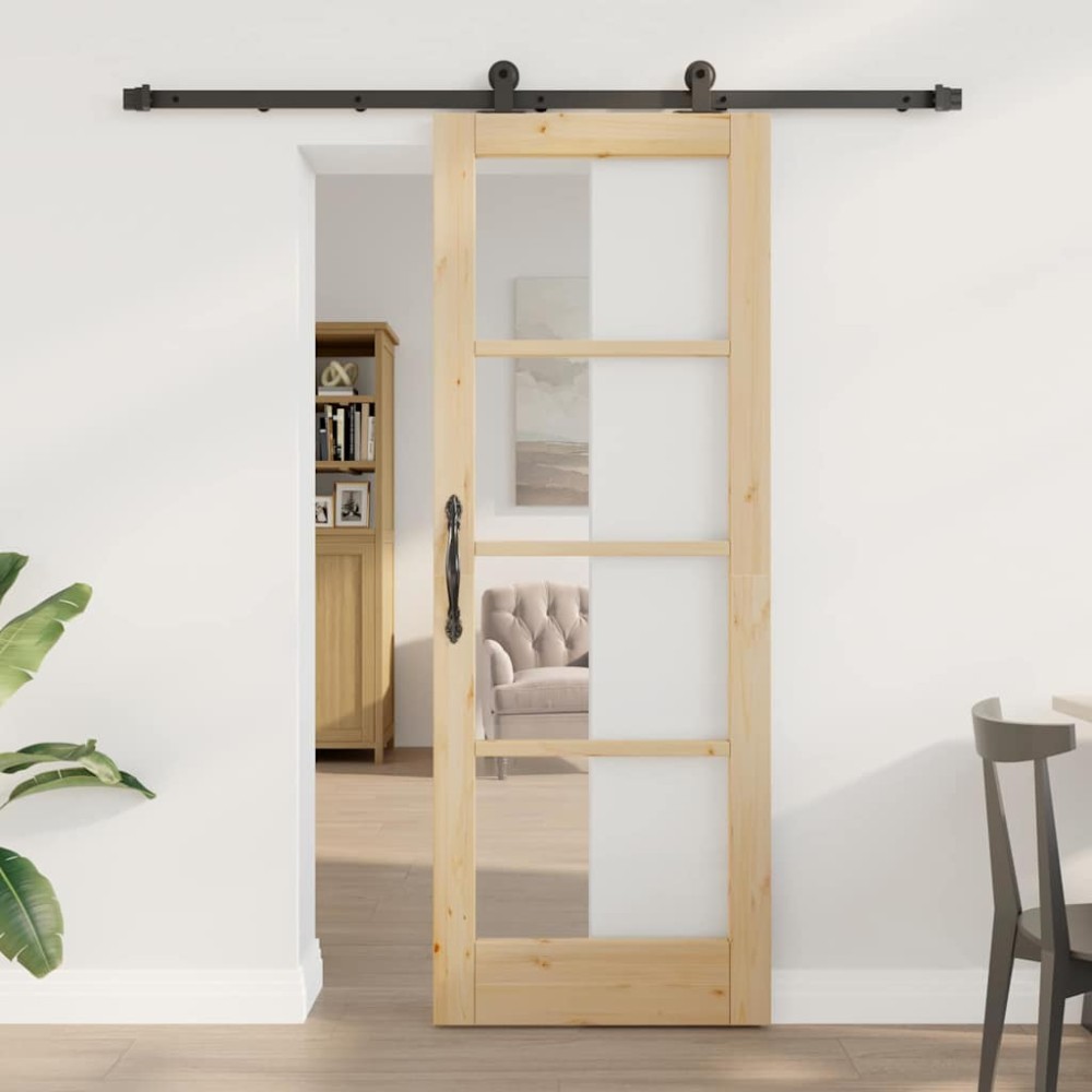 vidaXL Συρόμενη Πόρτα ORKDAL 73,5 x 198,5 εκ. Φυσικό και Μαύρο