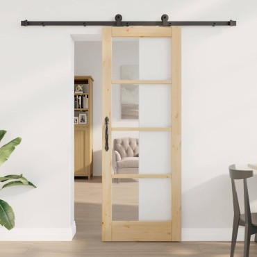 vidaXL Συρόμενη Πόρτα ORKDAL Φυσικό και Μαύρο 73,5 x 198,5 εκ.