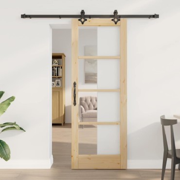 vidaXL Συρόμενη Πόρτα ORKDAL 73,5 x 198,5 εκ. Φυσικό και Μαύρο