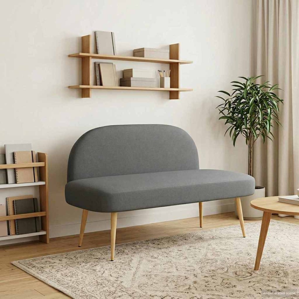 vidaXL Δερμάτινος Πάγκος με Πλάτη Σκούρο γκρι 110x60x76cm