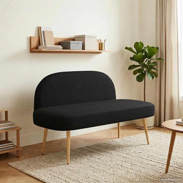 vidaXL Δερμάτινος Πάγκος με Πλάτη Μαύρο 110x60x76cm Πολυεστέρας