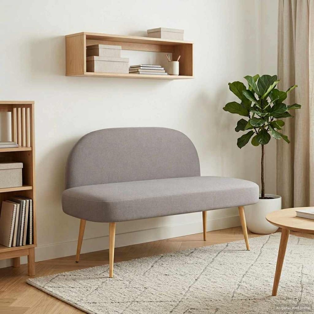 vidaXL Δερμάτινος Πάγκος με Πλάτη Taupe 110x60x76cm Πολυεστέρας
