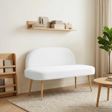 vidaXL Δερμάτινος Πάγκος με Πλάτη Λευκό 110x60x76cm Πολυεστέρας