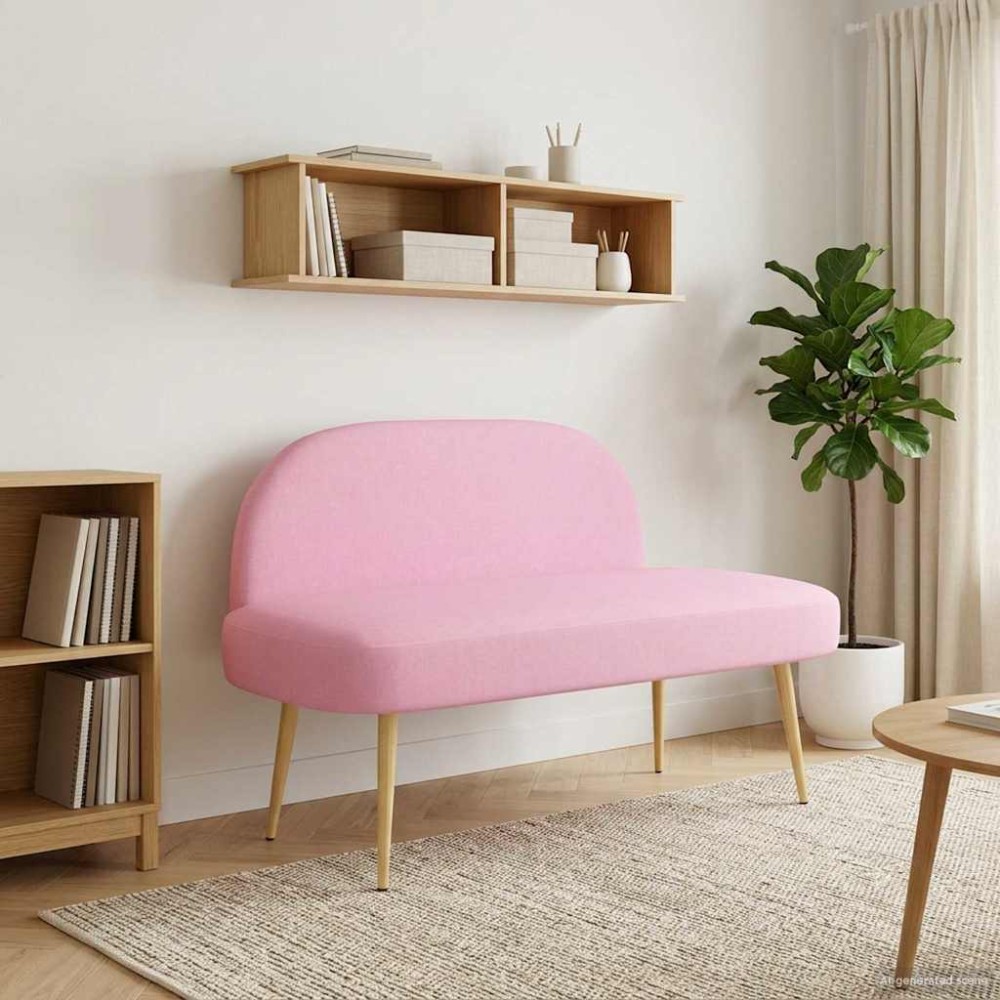 vidaXL Δερμάτινος Πάγκος με Πλάτη Ροζ 110x60x76cm Πολυεστέρας