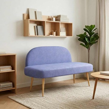vidaXL Δερμάτινος Πάγκος με Πλάτη Μπλε τζιν 110x60x76cm