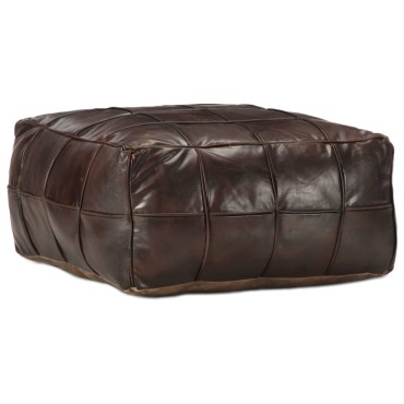 vidaXL Πουφ Σκούρο Καφέ 60x60x30cm από Γνήσιο Δέρμα Κατσίκας 1 τεμ.