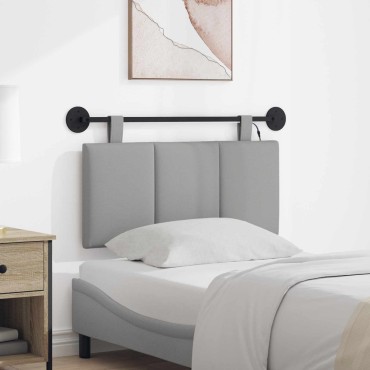 vidaXL Κεφαλάρι κρεβατιού κρεμαστό Με φωτισμό LED Σκίουρος Γκρί Ύφασμα 90x55x5cm 1 τεμ.
