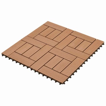 vidaXL Πλάκα Κατασκευής 22 τμχ. Καφέ 30 x 30 cm WPC