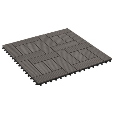 vidaXL Πλάκα Κατασκευής 22 τμχ. Σκούρο Καφέ 30 x 30 cm WPC