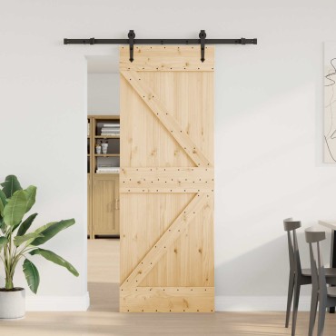vidaXL Συρόμενη Πόρτα NARVIK Φυσικό και Μαύρο 70 x 210 εκ (152,5 εκ)