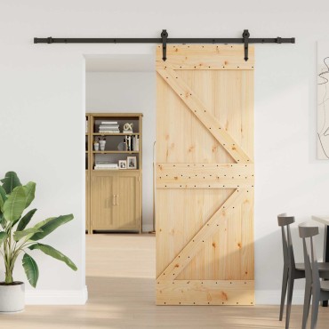 vidaXL Συρόμενη Πόρτα NARVIK Φυσικό και Μαύρο 80 x 210 εκ (213,5 εκ)