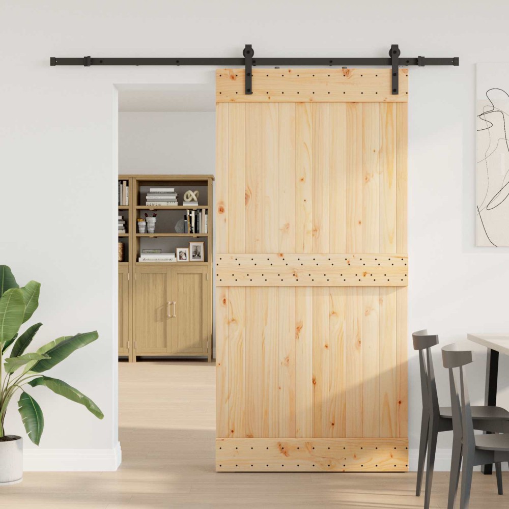 vidaXL Συρόμενη Πόρτα NARVIK Φυσικό και Μαύρο 100 x 210 εκ (213,5 εκ)
