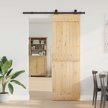 vidaXL Συρόμενη Πόρτα NARVIK Φυσικό και Μαύρο 70 x 210 εκ (152,5 εκ)