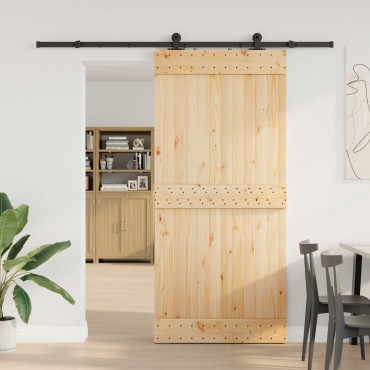 vidaXL Συρόμενη Πόρτα NARVIK Φυσικό και Μαύρο 95 x 210 εκ (213,5 εκ)