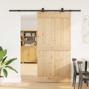 vidaXL Συρόμενη Πόρτα NARVIK Φυσικό και Μαύρο 100 x 210 εκ (213,5 εκ)