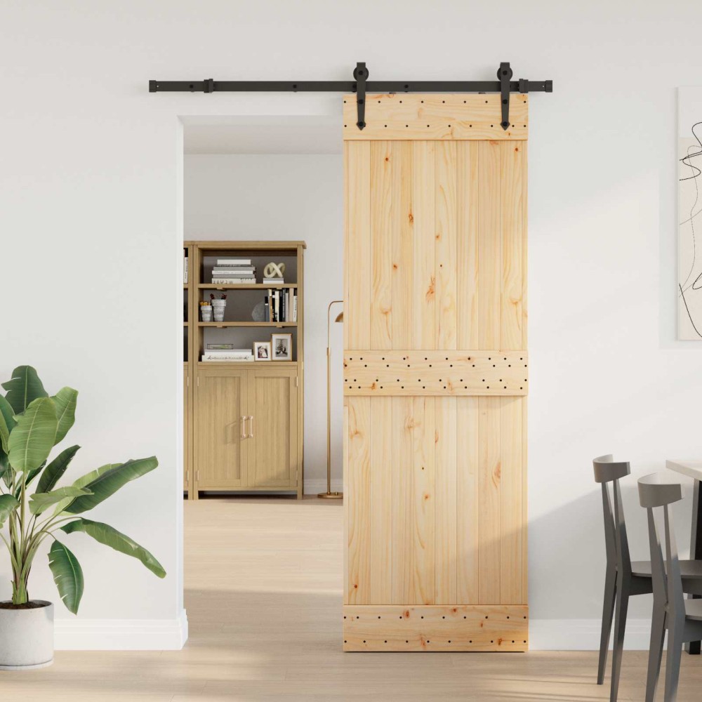 vidaXL Συρόμενη Πόρτα NARVIK Φυσικό και Μαύρο 80 x 210 εκ (152,5 εκ)
