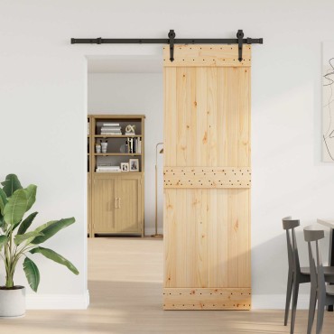 vidaXL Συρόμενη Πόρτα NARVIK Φυσικό και Μαύρο 80 x 210 εκ (152,5 εκ)