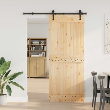 vidaXL Συρόμενη Πόρτα NARVIK Φυσικό και Μαύρο 85 x 210 εκ (152,5 εκ)