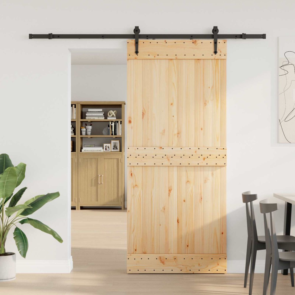 vidaXL Συρόμενη Πόρτα NARVIK Φυσικό και Μαύρο 90 x 210 εκ (213,5 εκ)