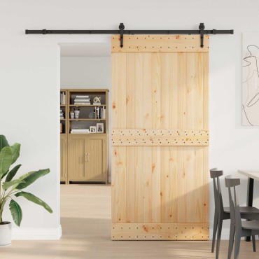 vidaXL Συρόμενη Πόρτα NARVIK Φυσικό και Μαύρο 100 x 210 εκ (213,5 εκ)