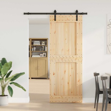 vidaXL Συρόμενη Πόρτα NARVIK Φυσικό και Μαύρο 85 x 210 εκ (152,5 εκ)