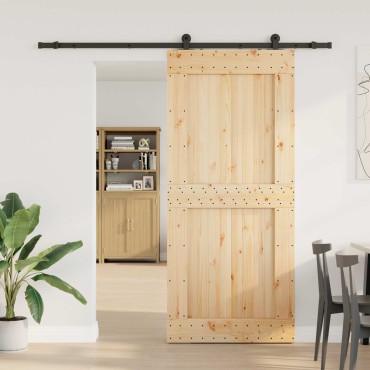 vidaXL Συρόμενη Πόρτα NARVIK Φυσικό και Μαύρο 100 x 210 εκ (213,5 εκ)