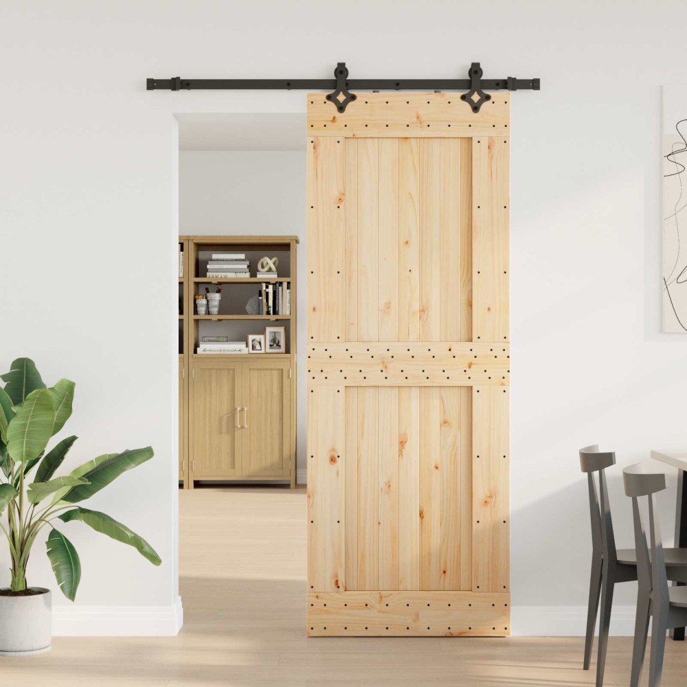 vidaXL Συρόμενη Πόρτα NARVIK Φυσικό και Μαύρο 85 x 210 εκ (152,5 εκ)