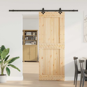 vidaXL Συρόμενη Πόρτα NARVIK Φυσικό και Μαύρο 85 x 210 εκ (213,5 εκ)