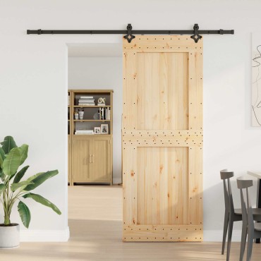 vidaXL Συρόμενη Πόρτα NARVIK Φυσικό και Μαύρο 90 x 210 εκ (213,5 εκ)
