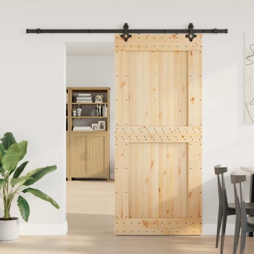 vidaXL Συρόμενη Πόρτα NARVIK Φυσικό και Μαύρο 100 x 210 εκ (213,5 εκ)