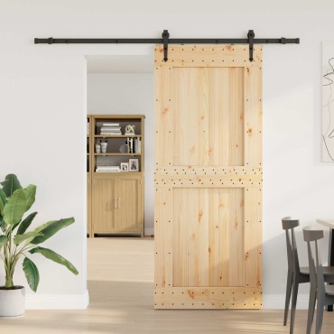 vidaXL Συρόμενη Πόρτα NARVIK Φυσικό και Μαύρο 95 x 210 εκ (213,5 εκ)