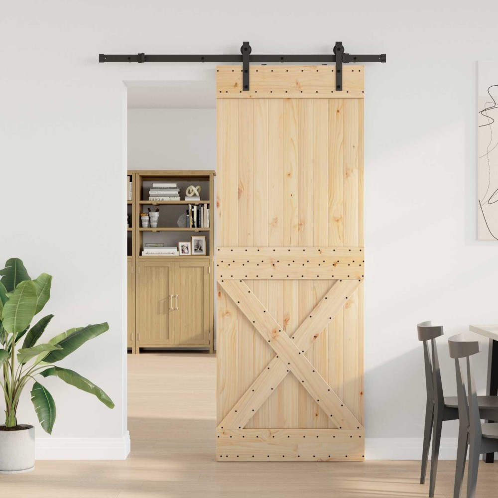 vidaXL Συρόμενη Πόρτα NARVIK 85 x 210 εκ (152,5 εκ) Φυσικό και Μαύρο