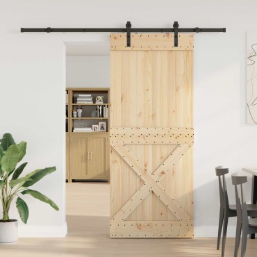 vidaXL Συρόμενη Πόρτα NARVIK Φυσικό και Μαύρο 95 x 210 εκ (213,5 εκ)