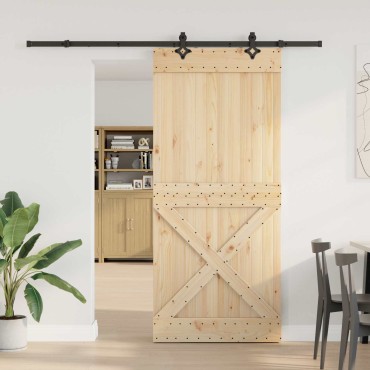 vidaXL Συρόμενη Πόρτα NARVIK Φυσικό και Μαύρο 100 x 210 εκ (213,5 εκ)