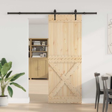 vidaXL Συρόμενη Πόρτα NARVIK Φυσικό και Μαύρο 85 x 210 εκ (213,5 εκ)