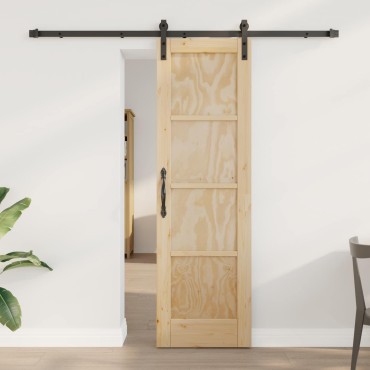 vidaXL Συρόμενη Πόρτα Φυσικό και Μαύρο 61 x 198,5 εκ.