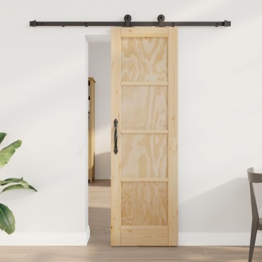 vidaXL Συρόμενη Πόρτα Φυσικό και Μαύρο 61 x 198,5 εκ.