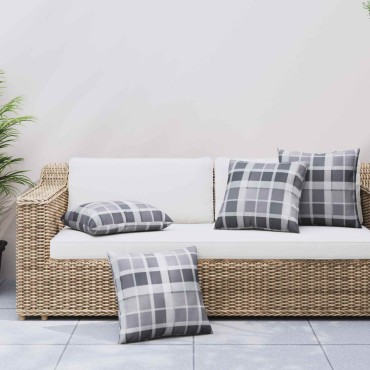vidaXL Μαξιλάρι Εξωτερικού Χώρου 4 pcs Ύφασμα Γκρι Καρό 60x60cm