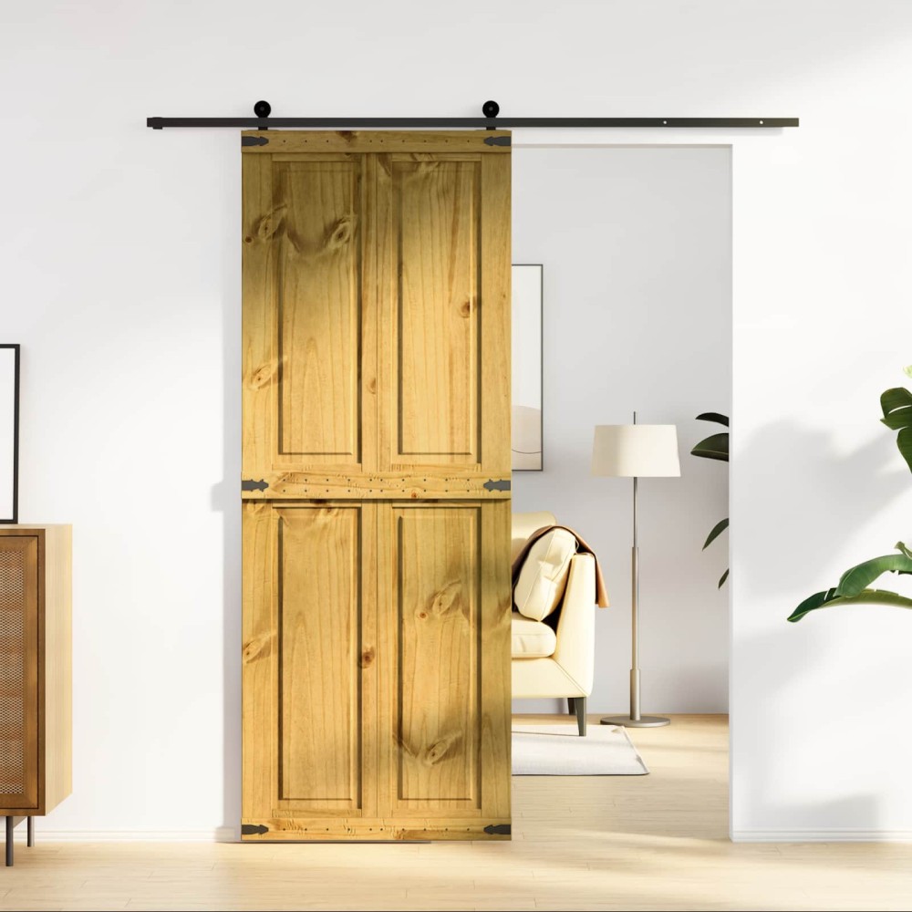 vidaXL Πόρτα αχυρώνα Corona Μέλι Καφέ 80 x 210 cm Μασίφ Ξύλο Πεύκου