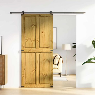 vidaXL Πόρτα αχυρώνα Corona Μέλι Καφέ 90 x 210 cm Μασίφ Ξύλο Πεύκου