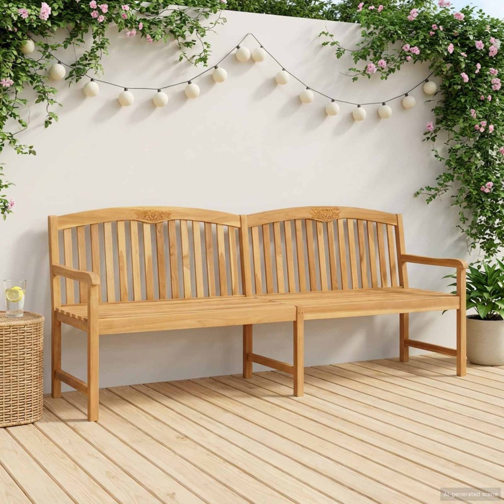 vidaXL Χειροποίητη Ροζ Παγκάκι 228x60x90cm Στερεό Ξύλο Τίκ Φυσικό 1 τεμ.
