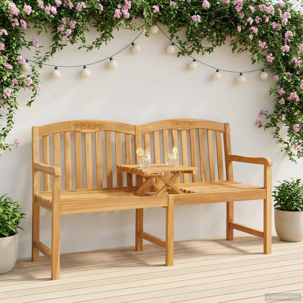 vidaXL Χειροποίητη Ροζ Παγκάκι 150,5x60x95cm Στερεό Ξύλο Τίκ 1 τεμ.
