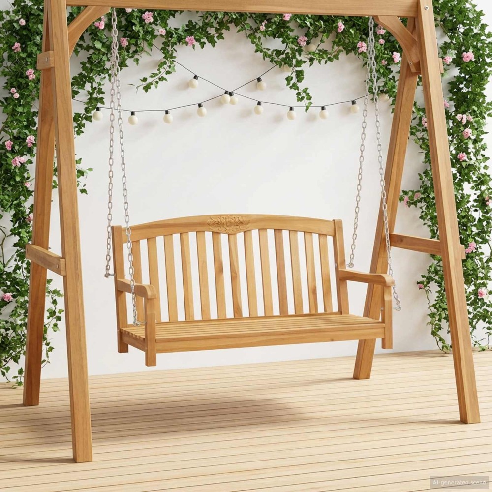 vidaXL Πάγκος Κούνια 114x61x61,5cm Στερεό Ξύλο Τίκ Φυσικό