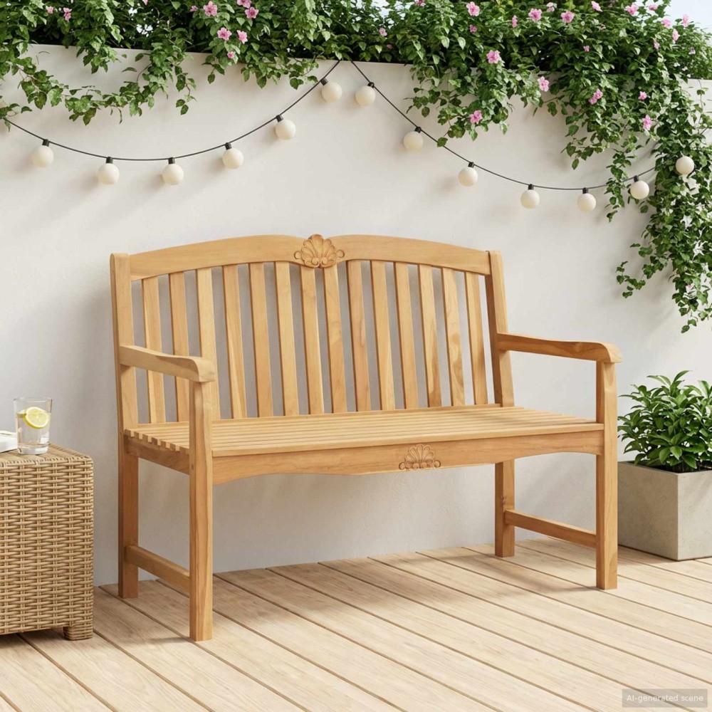 vidaXL Χειροποίητη Ροζ Παγκάκι 114x60x95cm Στερεό Ξύλο Τίκ Φυσικό 1 τεμ.