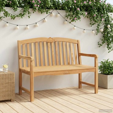 vidaXL Χειροποίητη Ροζ Παγκάκι 114x60x95cm Στερεό Ξύλο Τίκ Φυσικό 1 τεμ.