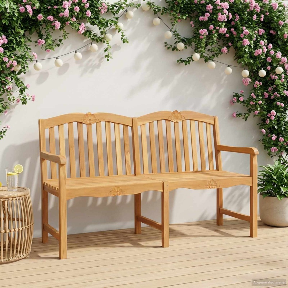 vidaXL Χειροποίητη Ροζ Παγκάκι 150x60,5x95cm Στερεό Ξύλο Τίκ 1 τεμ.
