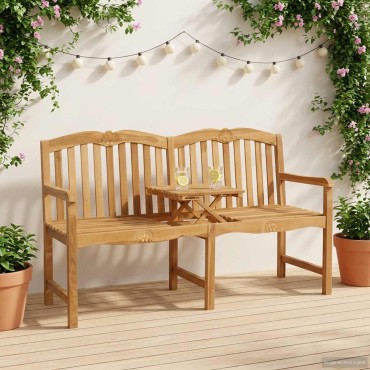 vidaXL Χειροποίητη Ροζ Παγκάκι 155x60x94cm Στερεό Ξύλο Τίκ Φυσικό 1 τεμ.